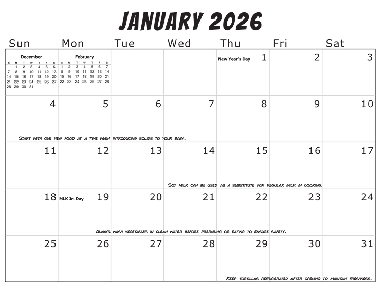 January 2026 Calendar